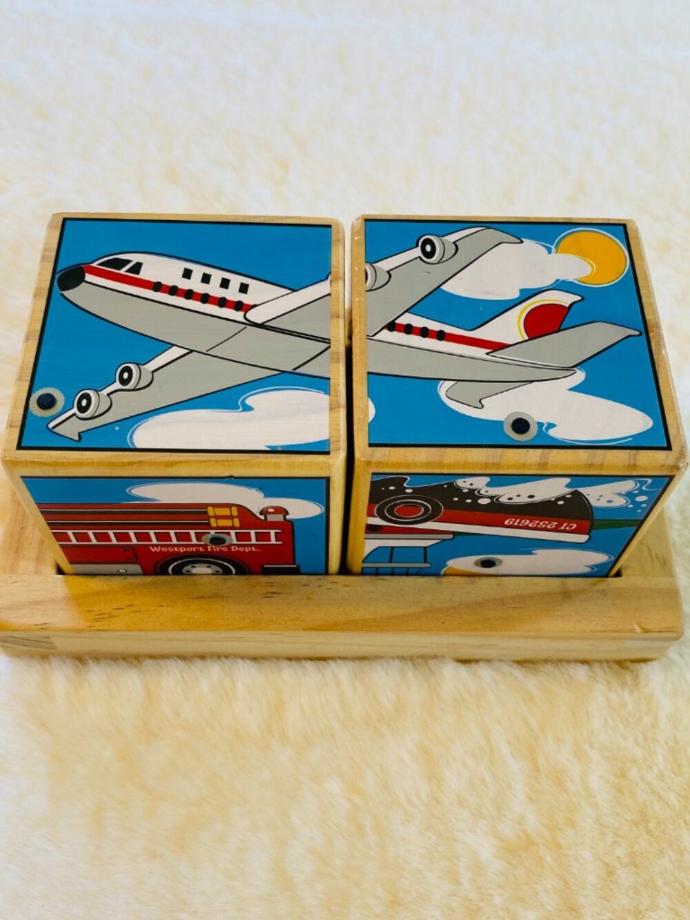Melissa and Doug Vehicle Sound Blocks wooden puzzle realistic sounds